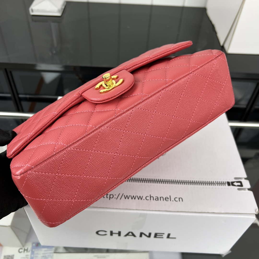 Chanel A01112 Flap Classic 11.12 Handbag Grained Calfskin & Gold-Tone Metal Red - Default Title - View 5