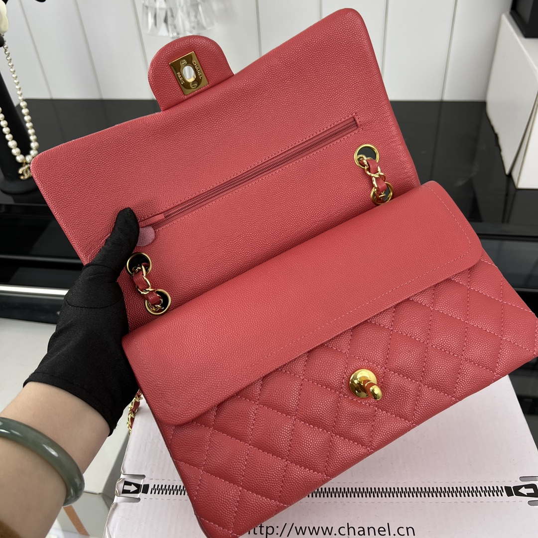 Chanel A01112 Flap Classic 11.12 Handbag Grained Calfskin & Gold-Tone Metal Red - Default Title - View 6