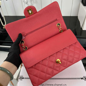 Chanel A01112 Flap Classic 11.12 Handbag Grained Calfskin & Gold-Tone Metal Red - Default Title - View 6