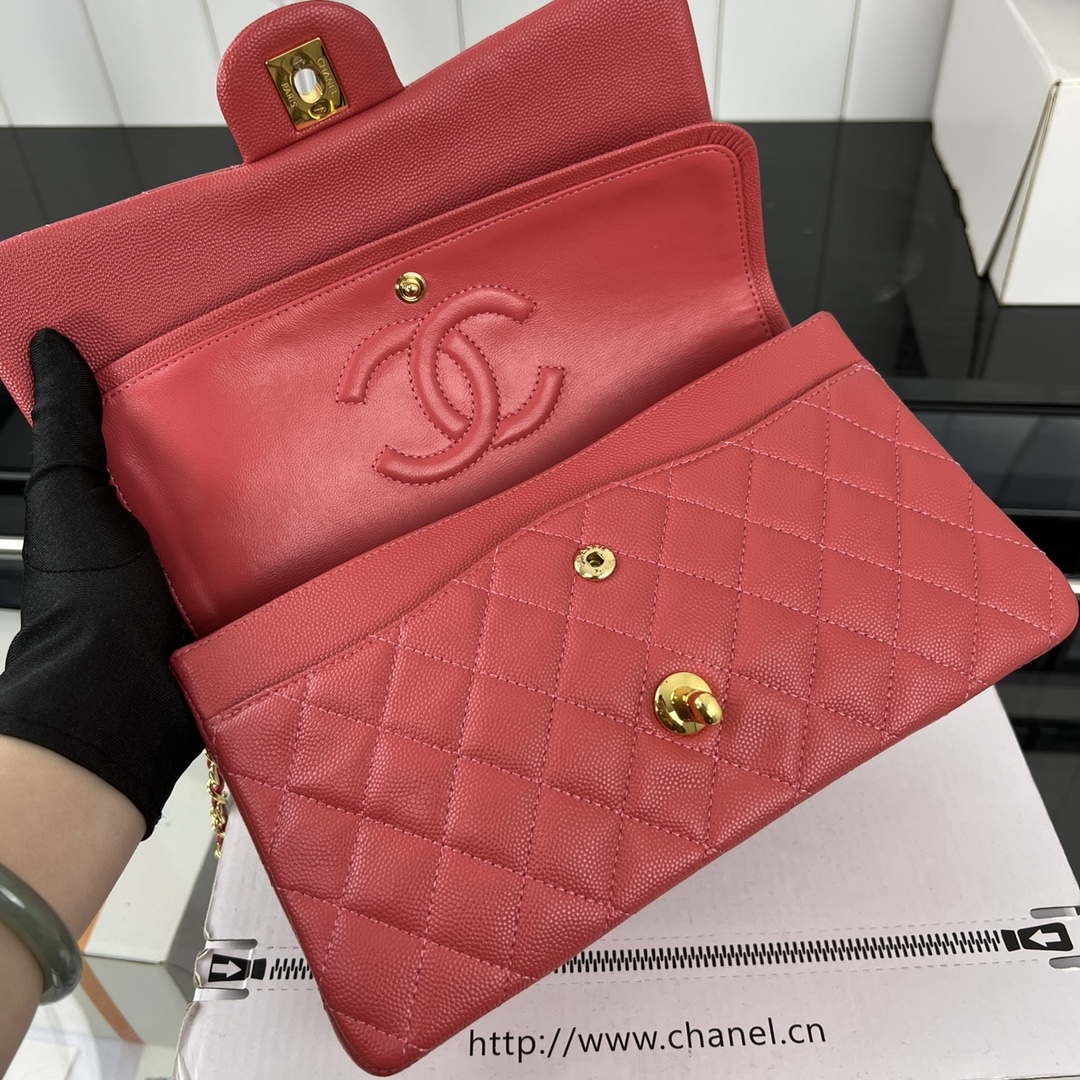 Chanel A01112 Flap Classic 11.12 Handbag Grained Calfskin & Gold-Tone Metal Red - Default Title - View 7