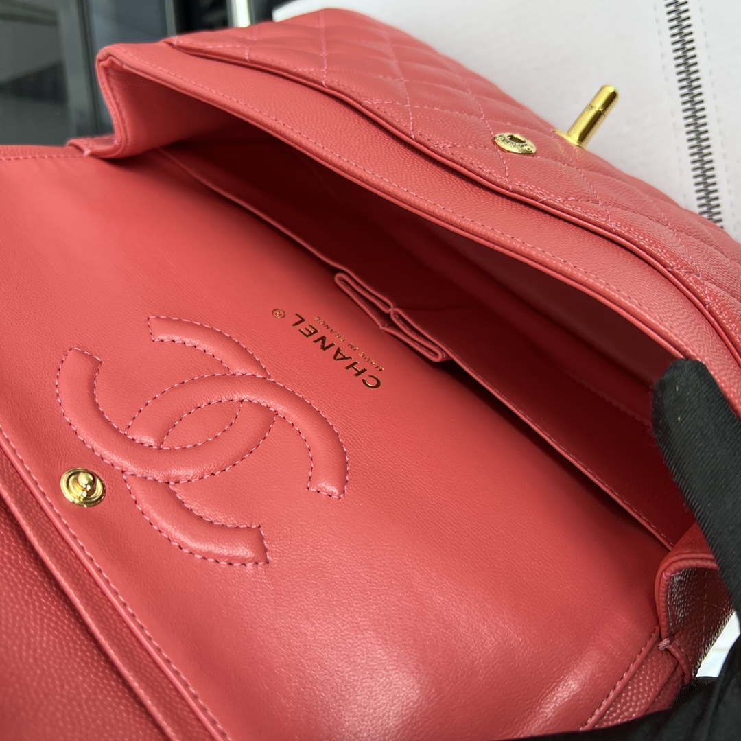 Chanel A01112 Flap Classic 11.12 Handbag Grained Calfskin & Gold-Tone Metal Red - Default Title - View 8