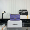 Chanel A01112 Flap Classic 11.12 Handbag Grained Calfskin & Gold-Tone Metal Purple