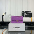 Chanel A01112 Flap Classic 11.12 Handbag Grained Calfskin & Gold-Tone Metal Orchid - Default Title - View 1