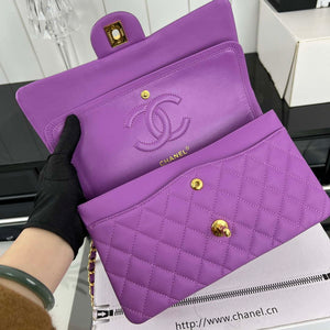 Chanel A01112 Flap Classic 11.12 Handbag Grained Calfskin & Gold-Tone Metal Orchid - Default Title - View 7