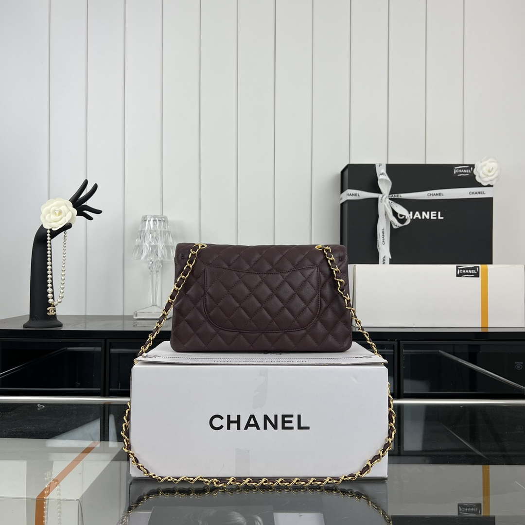 Chanel A01112 Flap Classic 11.12 Handbag Grained Calfskin & Gold-Tone Metal wine Red