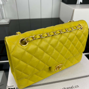 Chanel A01112 Flap Classic 11.12 Handbag Grained Calfskin & Gold-Tone Metal Yellow - Default Title - View 3