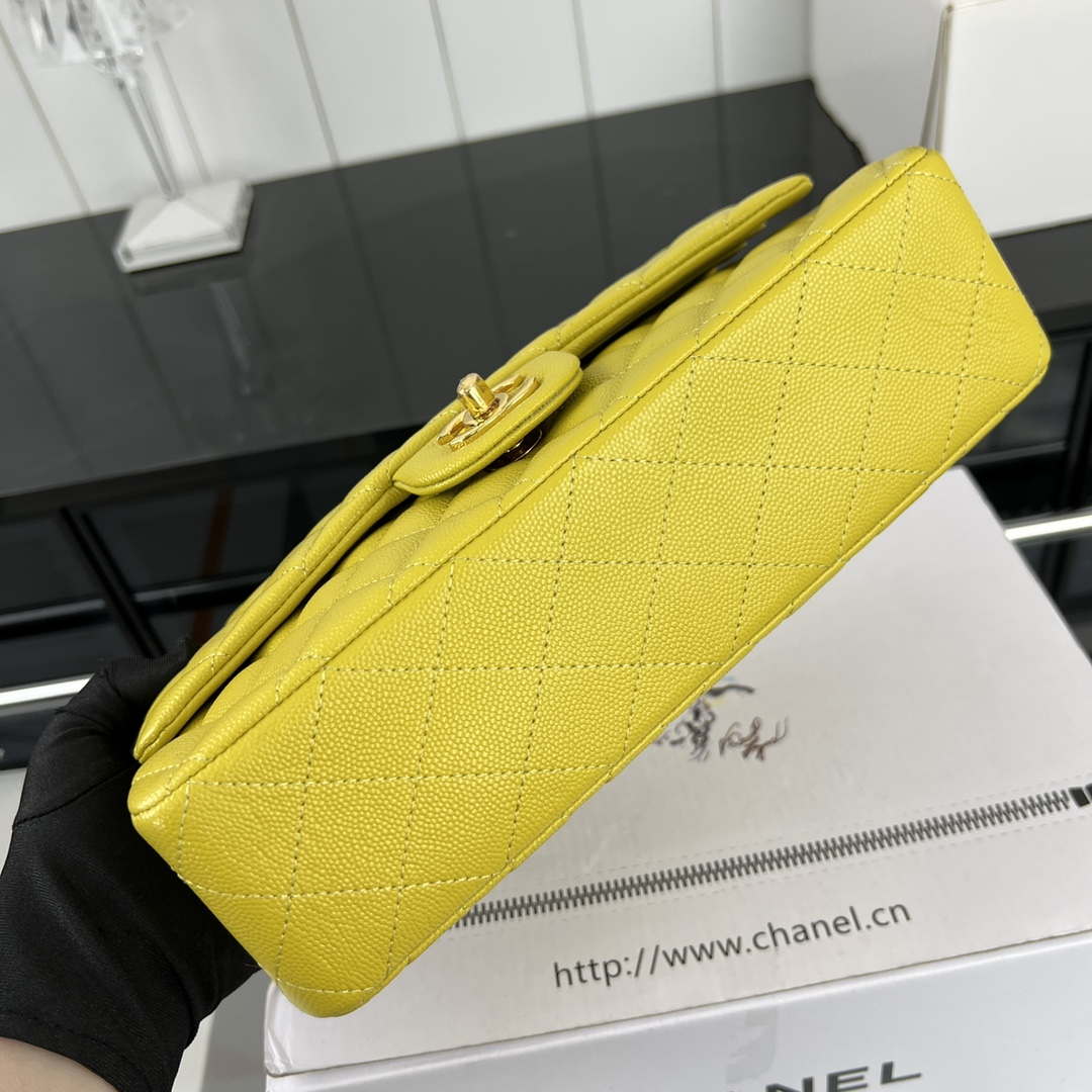 Chanel A01112 Flap Classic 11.12 Handbag Grained Calfskin & Gold-Tone Metal Yellow - Default Title - View 5