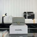 Chanel A01112 Flap Classic 11.12 Handbag Grained Calfskin & Gold-Tone Metal Gray - Default Title - View 1