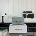 Chanel A01112 Flap Classic 11.12 Handbag Grained Calfskin & Gold-Tone Metal Baby Blue - Default Title - View 1