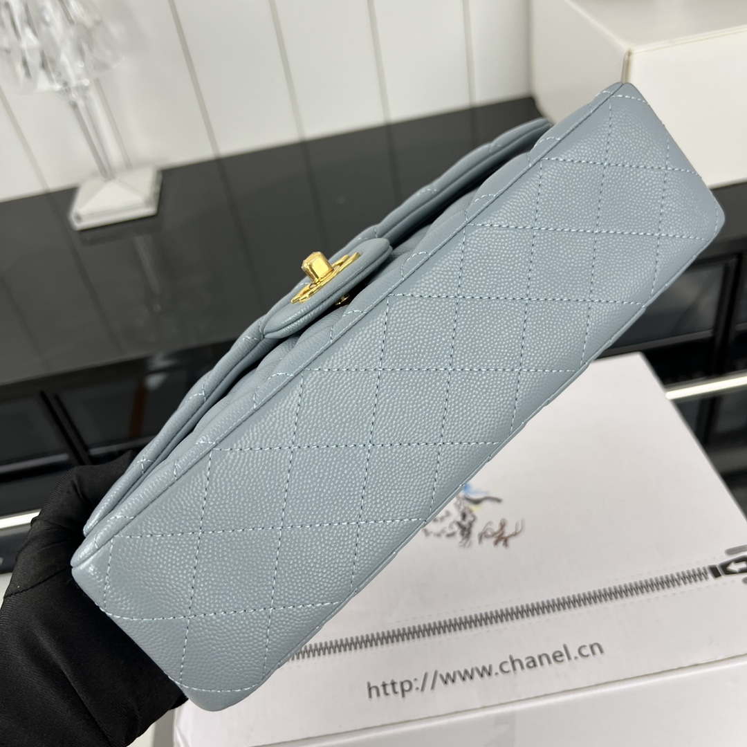 Chanel A01112 Flap Classic 11.12 Handbag Grained Calfskin & Gold-Tone Metal Baby Blue - Default Title - View 5