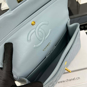 Chanel A01112 Flap Classic 11.12 Handbag Grained Calfskin & Gold-Tone Metal Baby Blue - Default Title - View 8