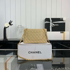 Chanel A01112 Flap Classic 11.12 Handbag Grained Calfskin & Gold-Tone Metal Apricot - Default Title - View 2