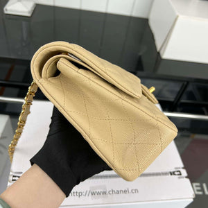 Chanel A01112 Flap Classic 11.12 Handbag Grained Calfskin & Gold-Tone Metal Apricot - Default Title - View 4