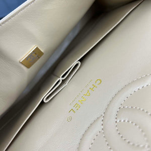 Chanel A01112 Flap Classic 11.12 Handbag Grained Calfskin & Gold-Tone Metal Apricot - Default Title - View 9