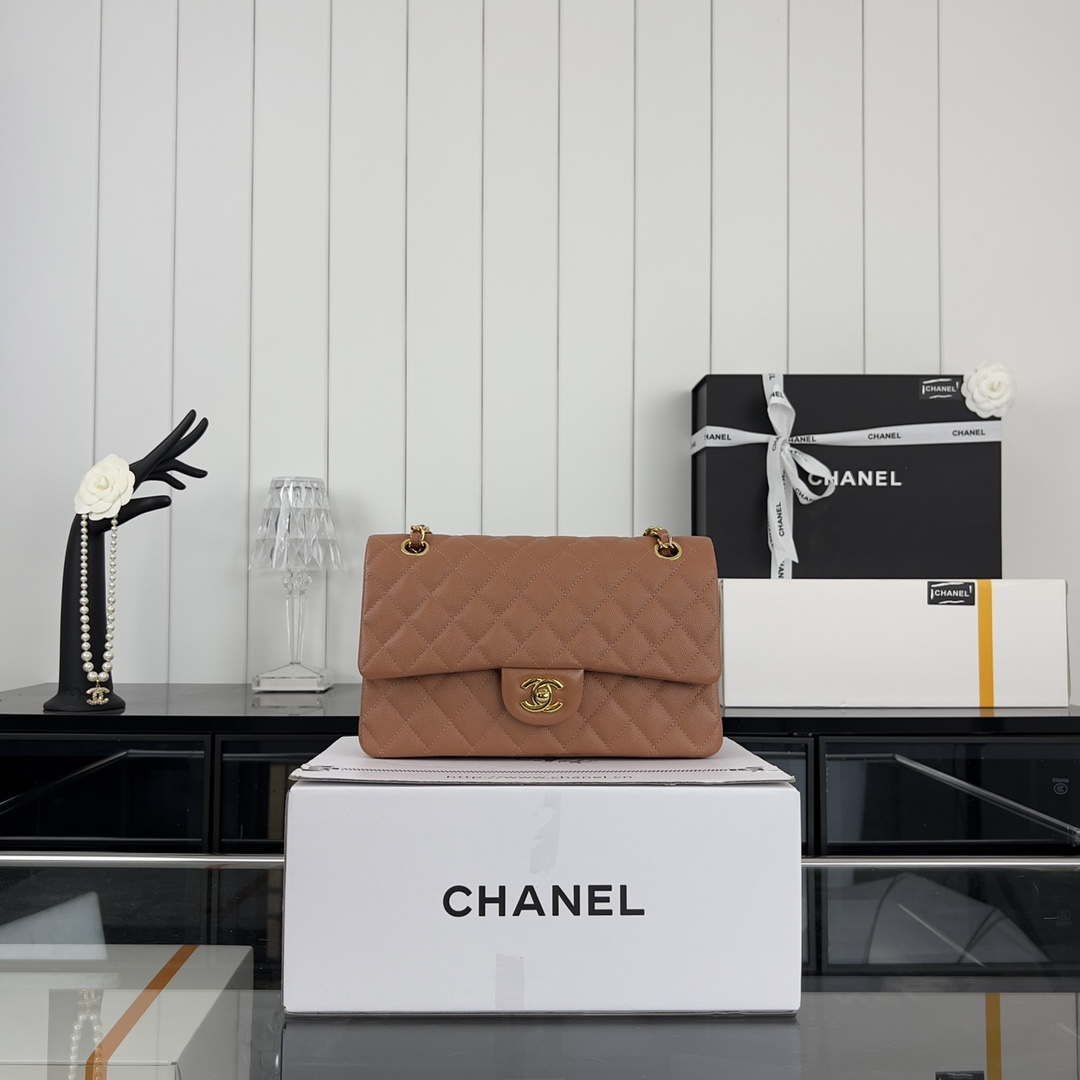 Chanel A01112 Flap Classic 11.12 Handbag Grained Calfskin & Gold-Tone Metal Brown - Default Title - View 2