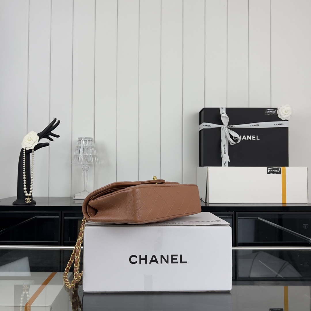 Chanel A01112 Flap Classic 11.12 Handbag Grained Calfskin & Gold-Tone Metal Brown - Default Title - View 4