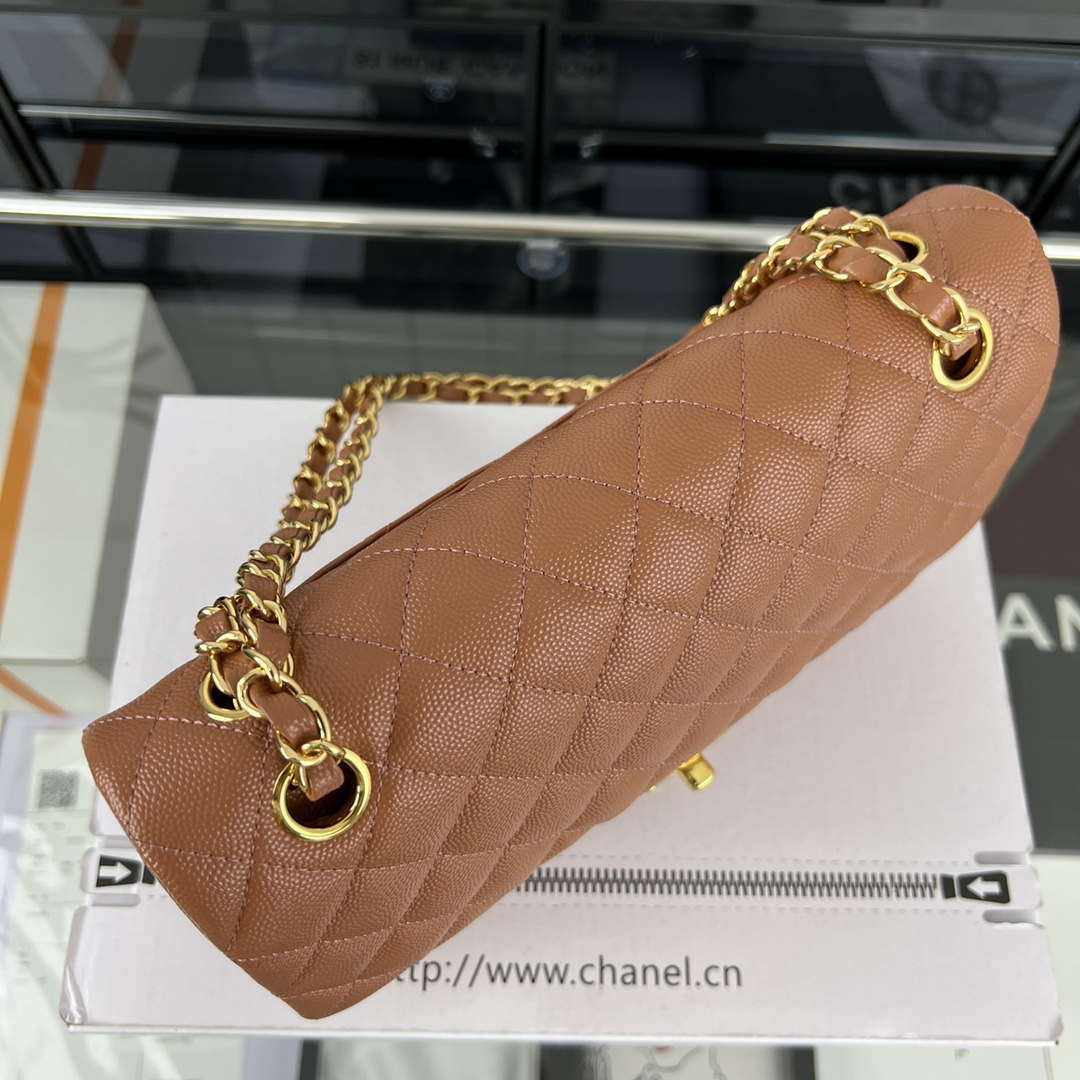 Chanel A01112 Flap Classic 11.12 Handbag Grained Calfskin & Gold-Tone Metal Brown