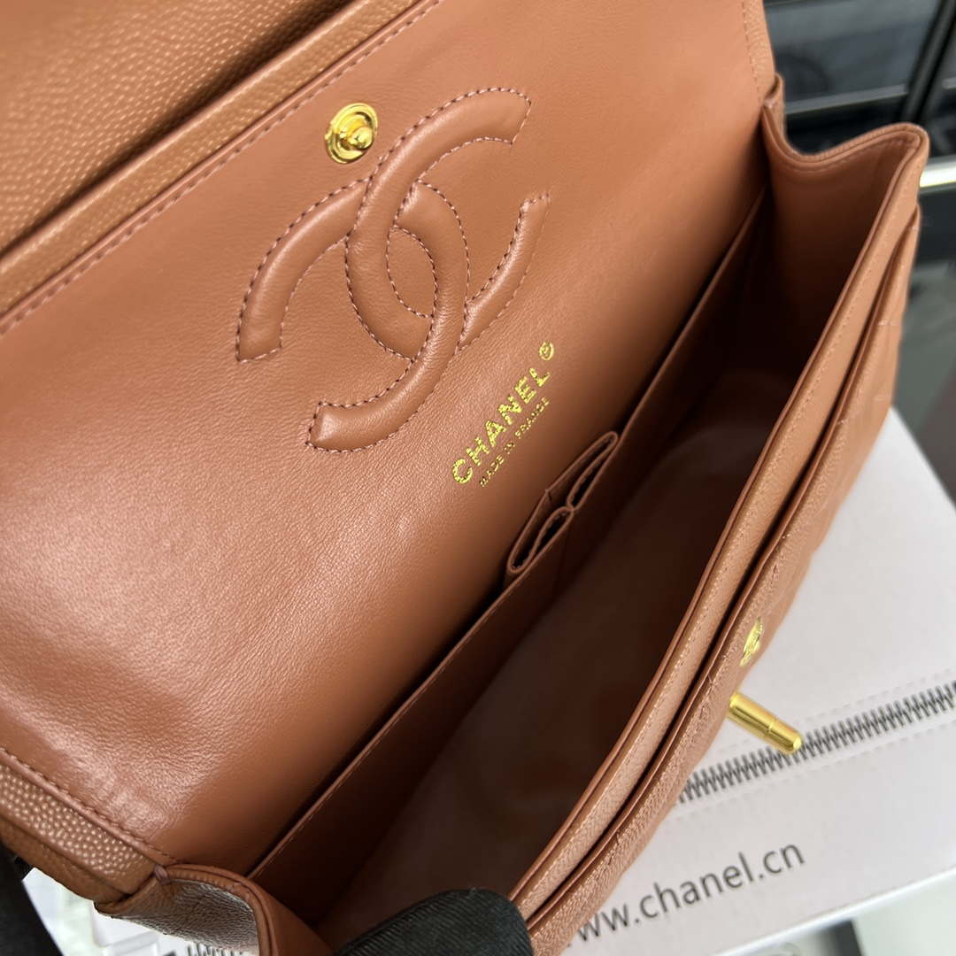 Chanel A01112 Flap Classic 11.12 Handbag Grained Calfskin & Gold-Tone Metal Brown - Default Title - View 8