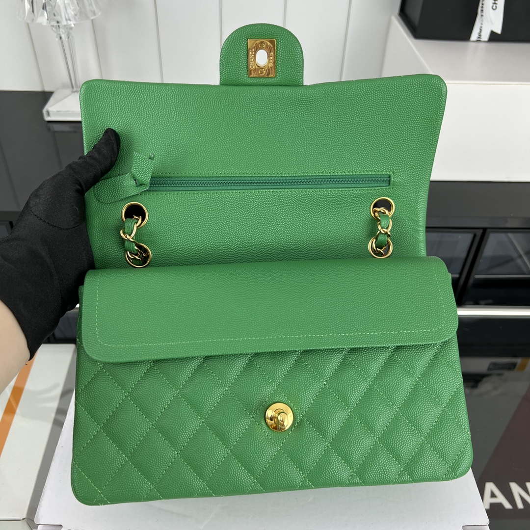 Chanel A01112 Flap Classic 11.12 Handbag Grained Calfskin & Gold-Tone Metal Kelly Green - Default Title - View 6