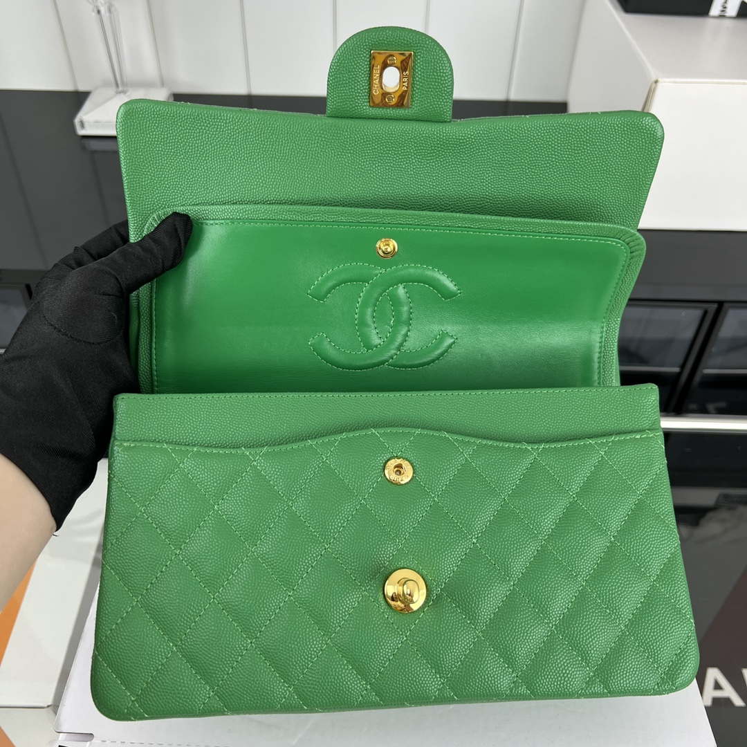 Chanel A01112 Flap Classic 11.12 Handbag Grained Calfskin & Gold-Tone Metal Kelly Green - Default Title - View 7