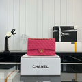 Chanel A01112 Flap Classic 11.12 Handbag Grained Calfskin & Gold-Tone Metal Rose red - Default Title - View 1