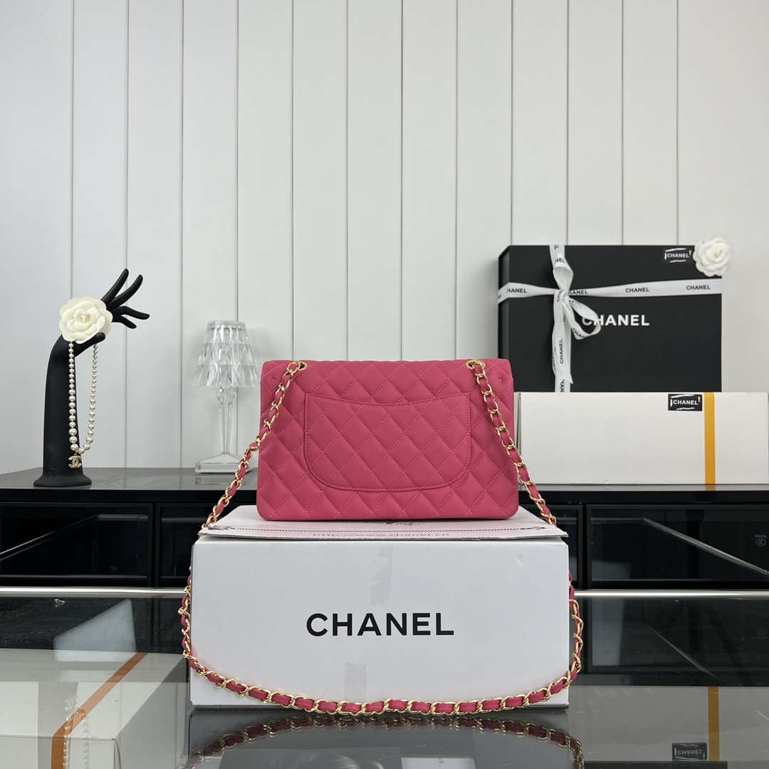 Chanel A01112 Flap Classic 11.12 Handbag Grained Calfskin & Gold-Tone Metal Rose red - Default Title - View 2