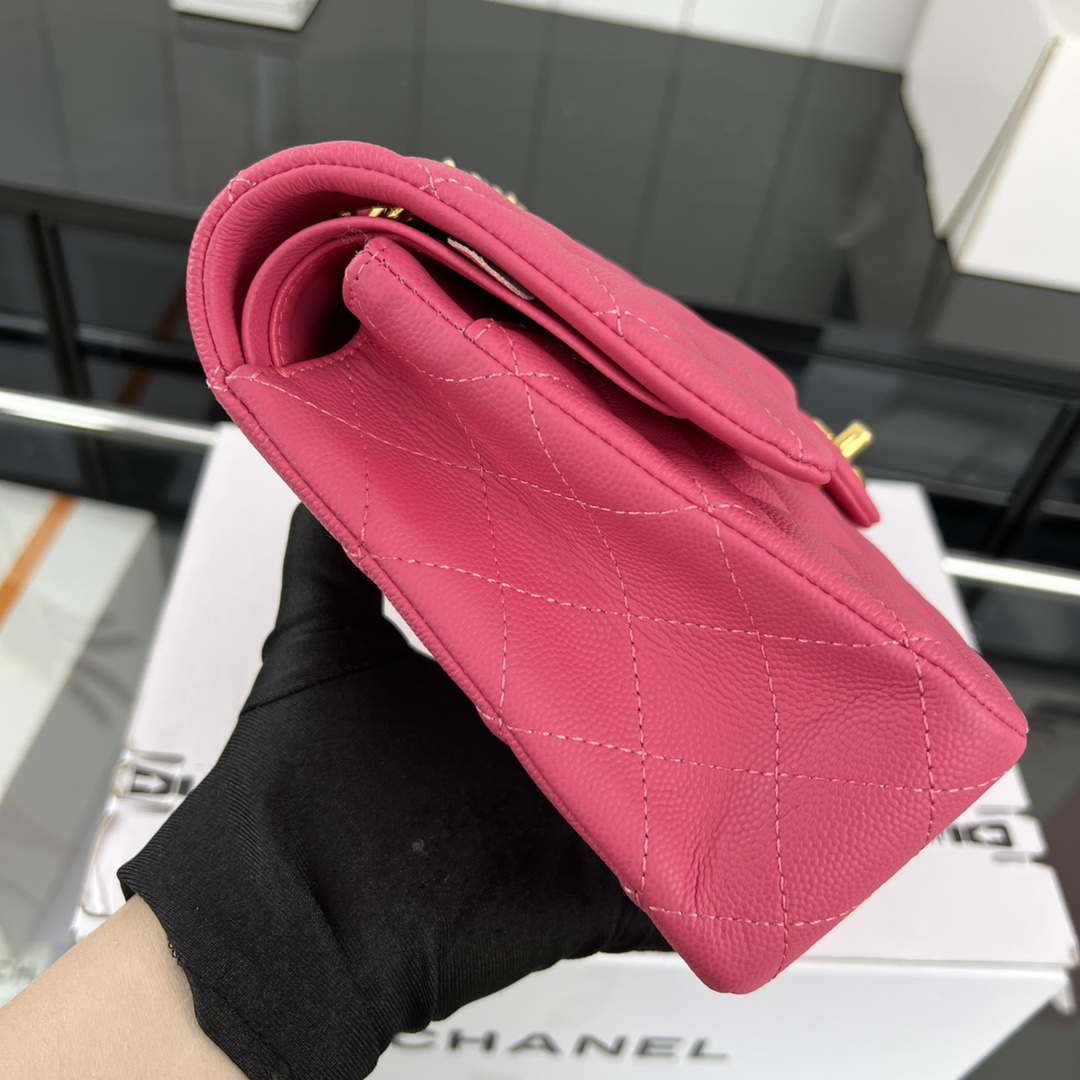 Chanel A01112 Flap Classic 11.12 Handbag Grained Calfskin & Gold-Tone Metal Rose red - Default Title - View 4