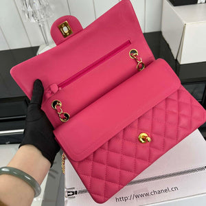 Chanel A01112 Flap Classic 11.12 Handbag Grained Calfskin & Gold-Tone Metal Rose red - Default Title - View 6
