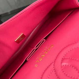Chanel A01112 Flap Classic 11.12 Handbag Grained Calfskin & Gold-Tone Metal Rose red - Default Title - View 9