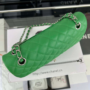 Chanel A01112 Flap Classic 11.12 Handbag Grained Calfskin & Silver-Tone Metal Kelly Green - Default Title - View 5