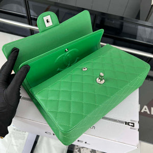 Chanel A01112 Flap Classic 11.12 Handbag Grained Calfskin & Silver-Tone Metal Kelly Green - Default Title - View 7