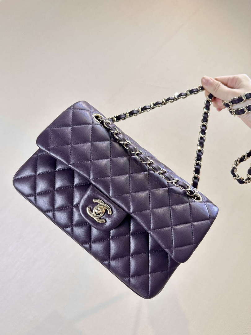 Chanel A01112 Flap Classic 11.12 Handbag Grape Purple Lambskin Light Gold - Default Title - View 10