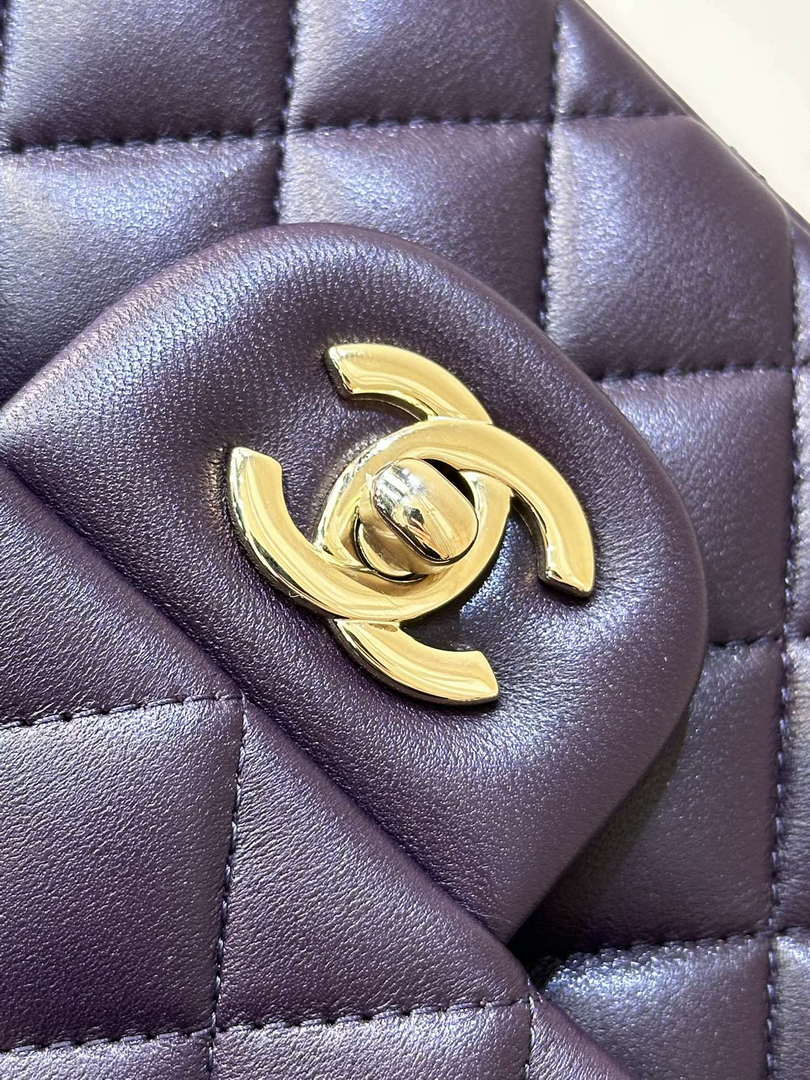 Chanel A01112 Flap Classic 11.12 Handbag Grape Purple Lambskin Light Gold - Default Title - View 11