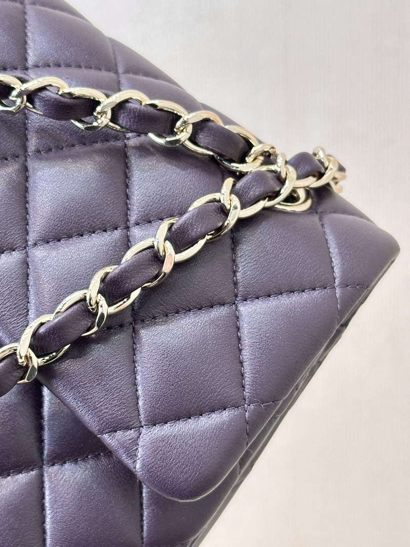 Chanel A01112 Flap Classic 11.12 Handbag Grape Purple Lambskin Light Gold
