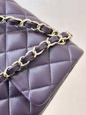 Chanel A01112 Flap Classic 11.12 Handbag Grape Purple Lambskin Light Gold - Default Title - View 12