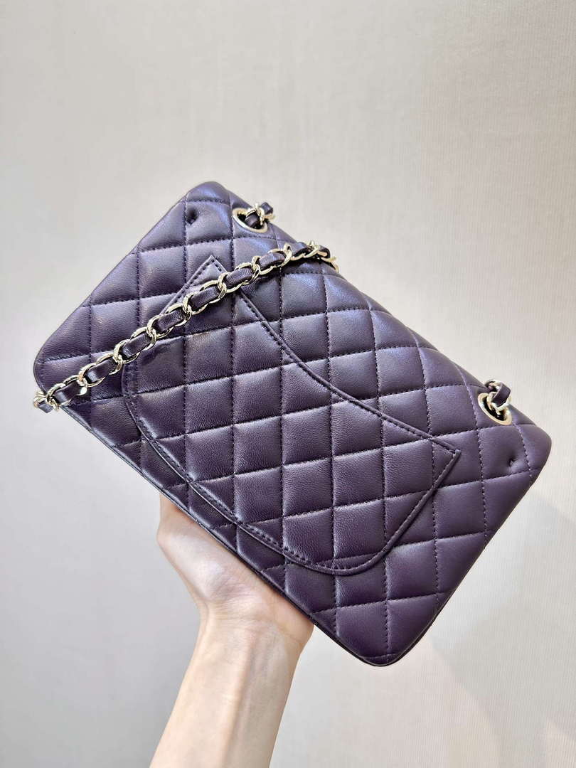 Chanel A01112 Flap Classic 11.12 Handbag Grape Purple Lambskin Light Gold
