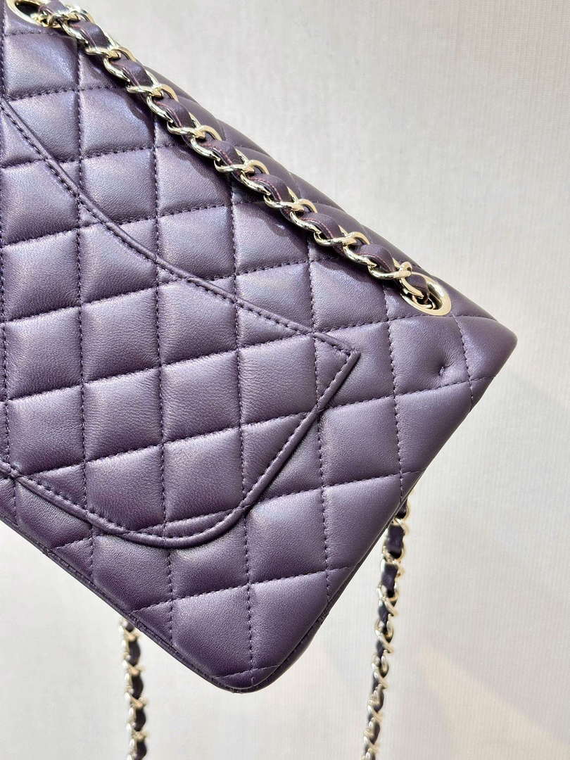 Chanel A01112 Flap Classic 11.12 Handbag Grape Purple Lambskin Light Gold