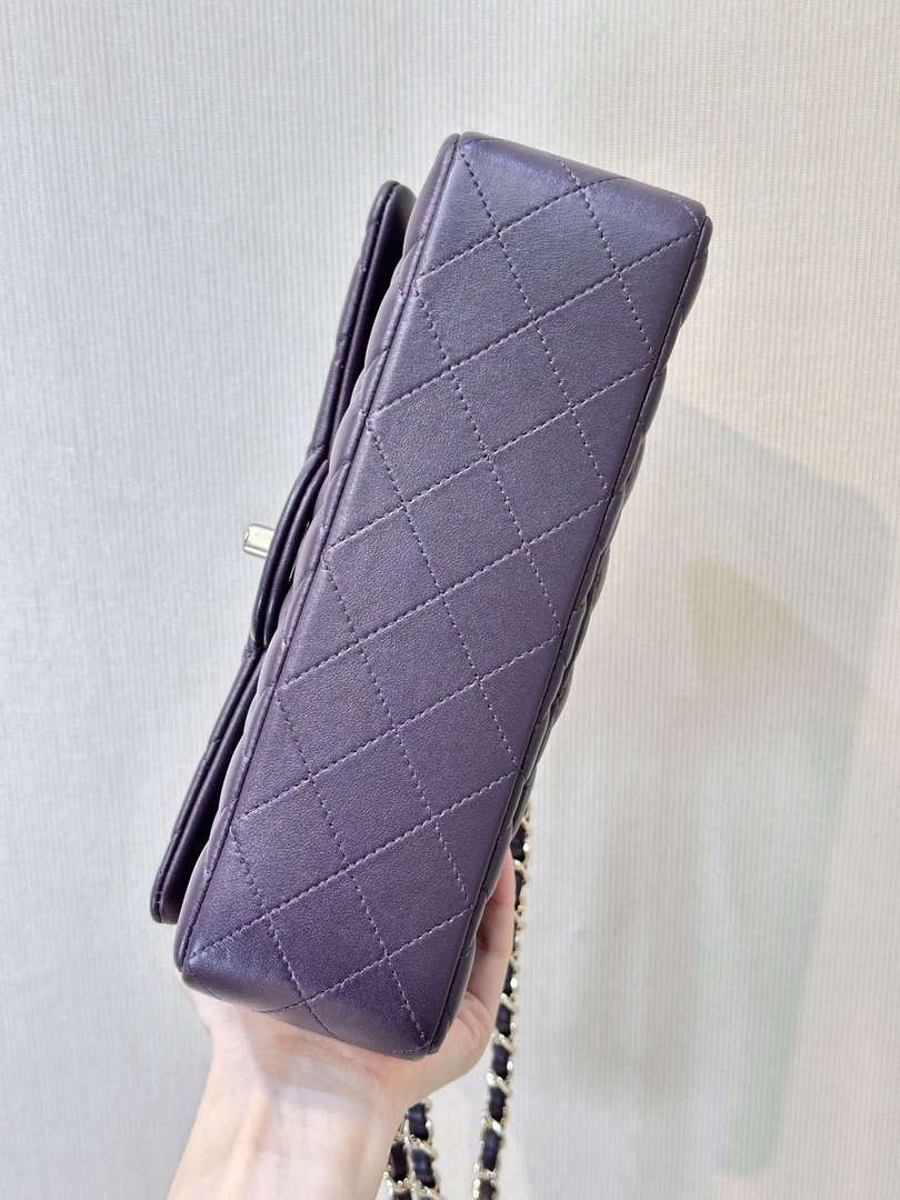 Chanel A01112 Flap Classic 11.12 Handbag Grape Purple Lambskin Light Gold - Default Title - View 17