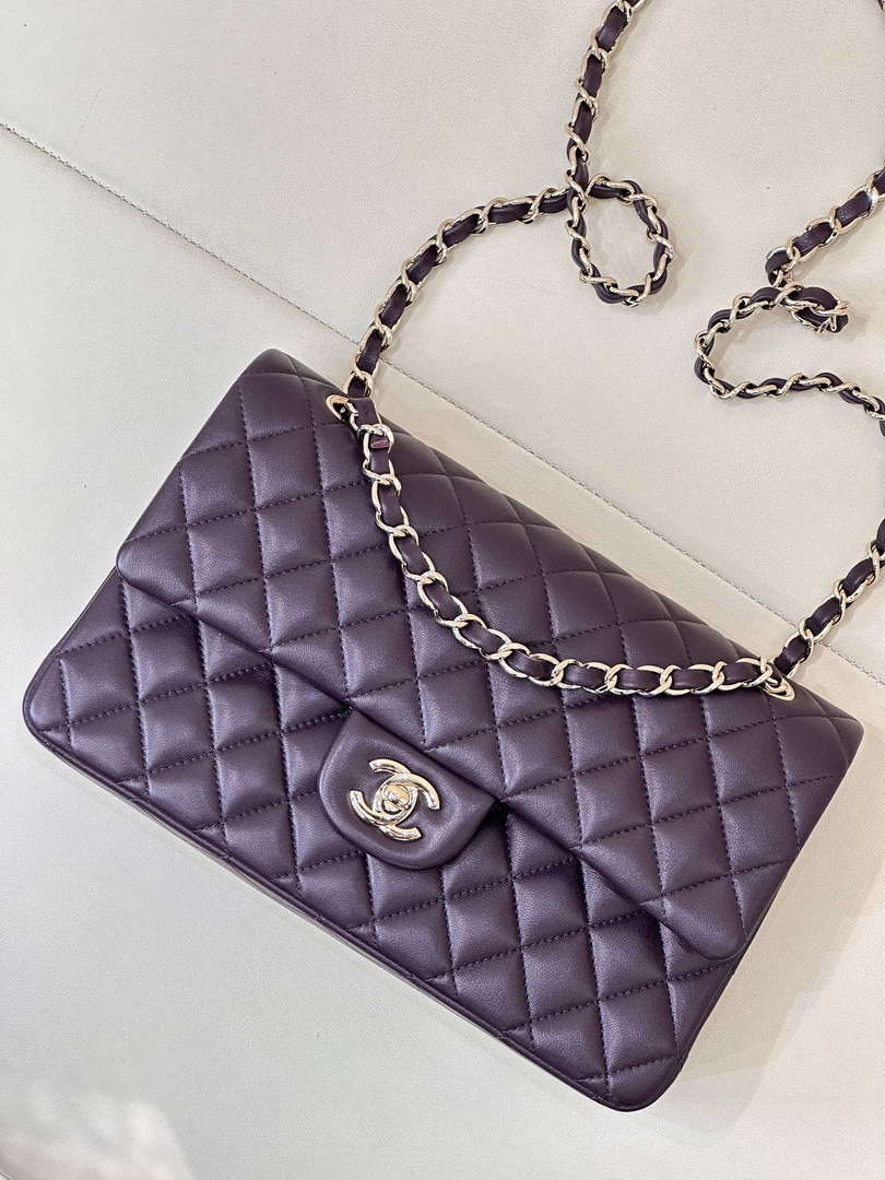 Chanel A01112 Flap Classic 11.12 Handbag Grape Purple Lambskin Light Gold - Default Title - View 2