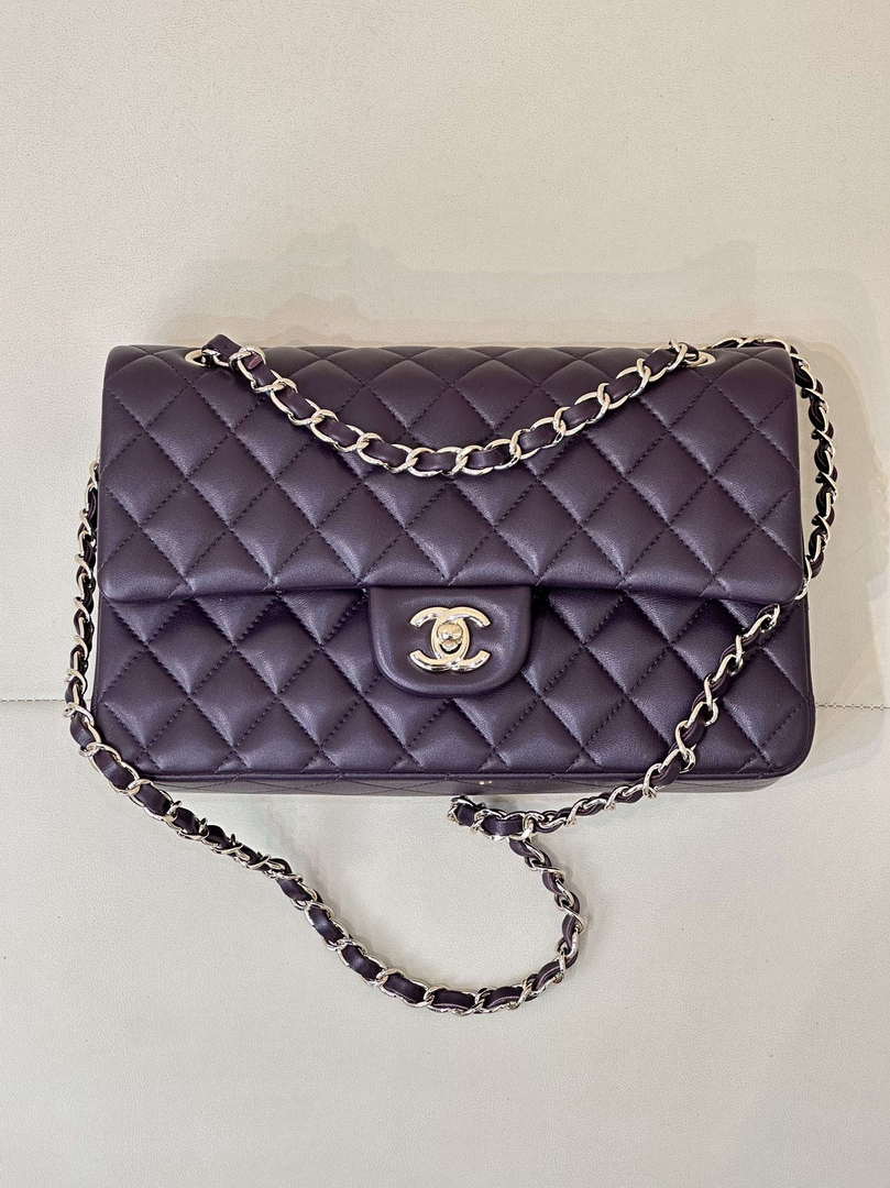 Chanel A01112 Flap Classic 11.12 Handbag Grape Purple Lambskin Light Gold - Default Title - View 4