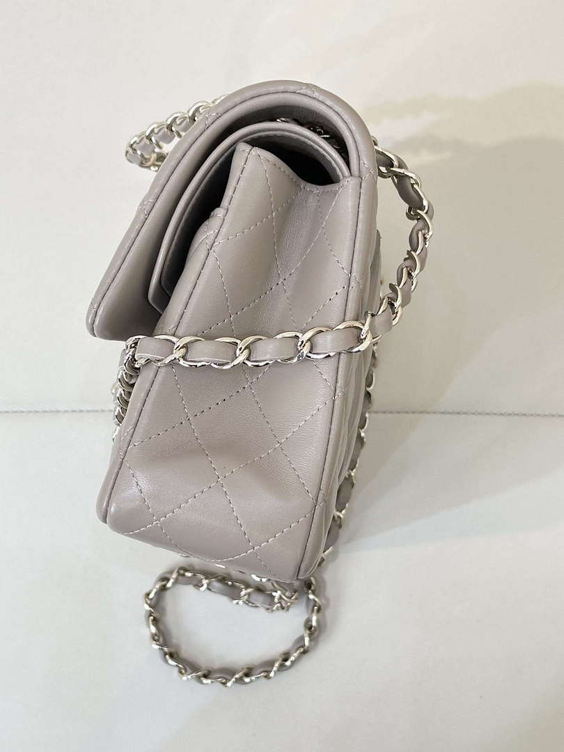 Chanel A01112 Flap Classic 11.12 Handbag Gray Lambskin Gold