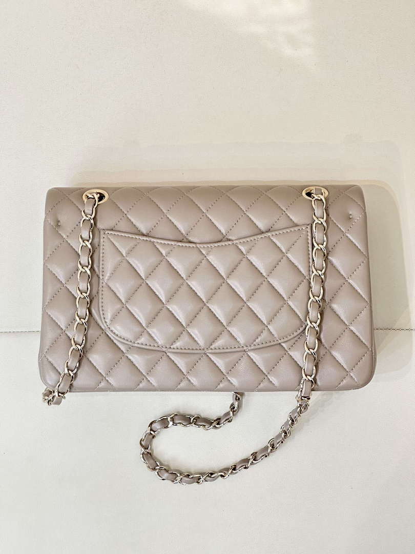 Chanel A01112 Flap Classic 11.12 Handbag Gray Lambskin Gold