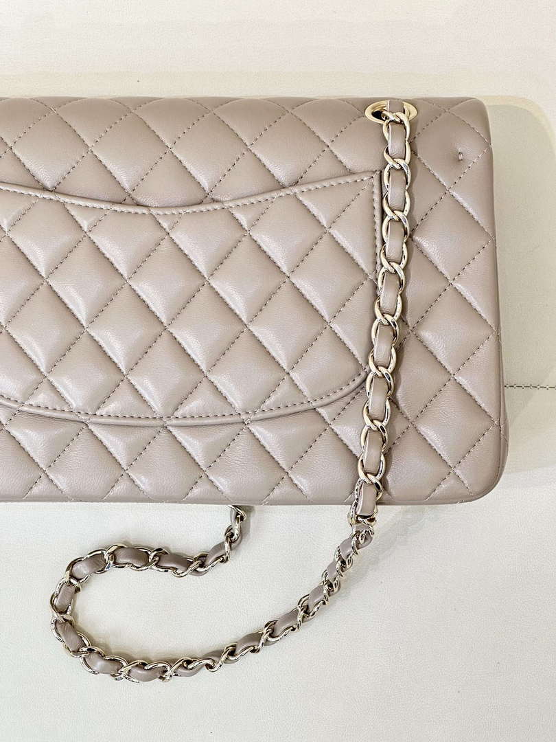 Chanel A01112 Flap Classic 11.12 Handbag Gray Lambskin Gold