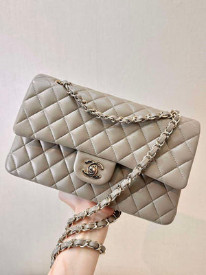 Chanel A01112 Flap Classic 11.12 Handbag Gray Lambskin Gold - Default Title - View 10
