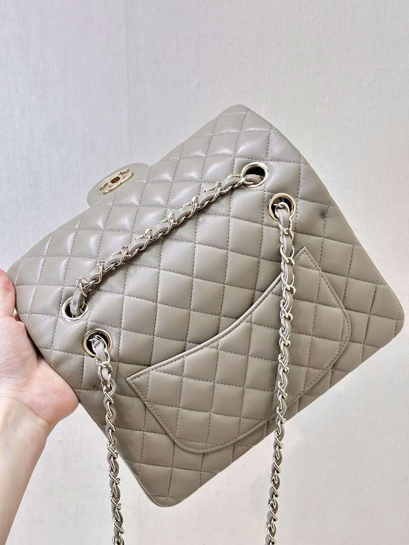 Chanel A01112 Flap Classic 11.12 Handbag Gray Lambskin Gold