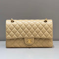 Chanel A01112 Flap Classic 11.12 Handbag Haas Lambskin & Gold-Tone Metal Apricot