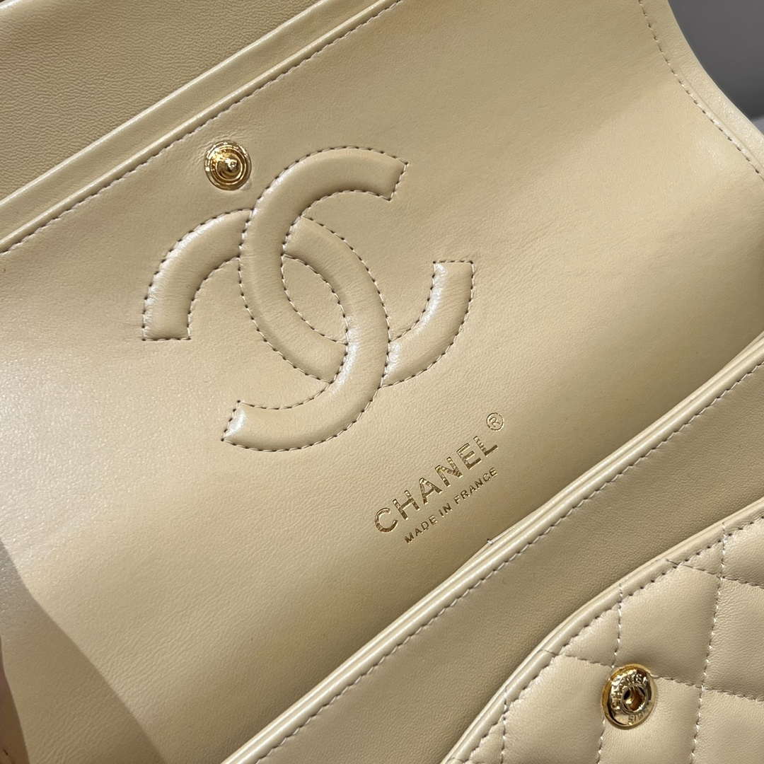 Chanel A01112 Flap Classic 11.12 Handbag Haas Lambskin & Gold-Tone Metal Apricot