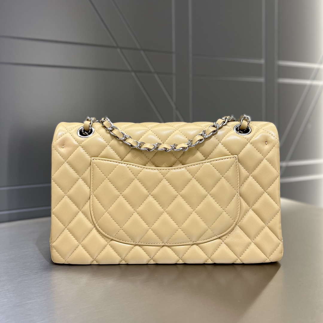 Chanel A01112 Flap Classic 11.12 Handbag Haas Lambskin & Gold-Tone Metal Apricot