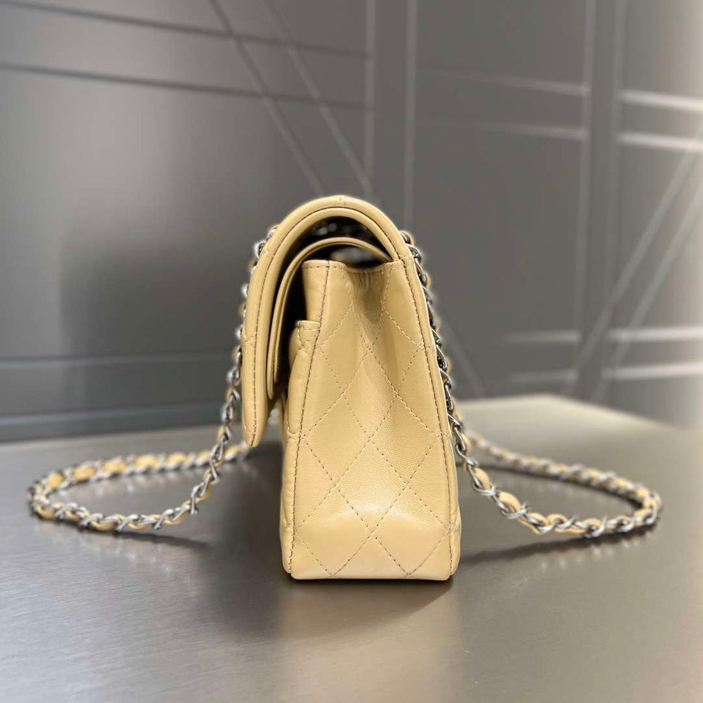 Chanel A01112 Flap Classic 11.12 Handbag Haas Lambskin & Gold-Tone Metal Apricot