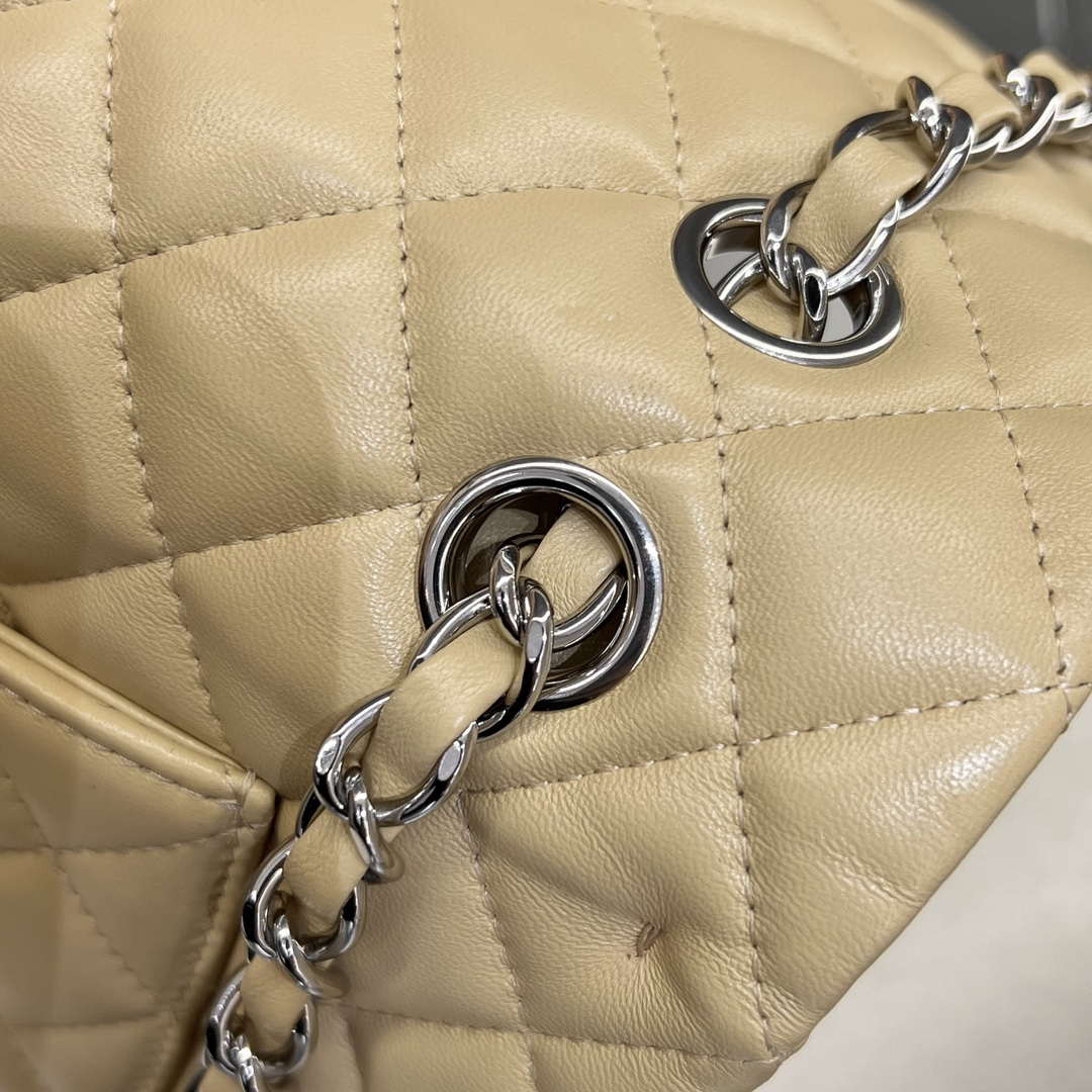 Chanel A01112 Flap Classic 11.12 Handbag Haas Lambskin & Gold-Tone Metal Apricot